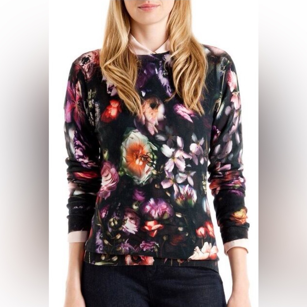 (SOLD) Ted Baker London Floral Print 100% Cotton Sweater Top